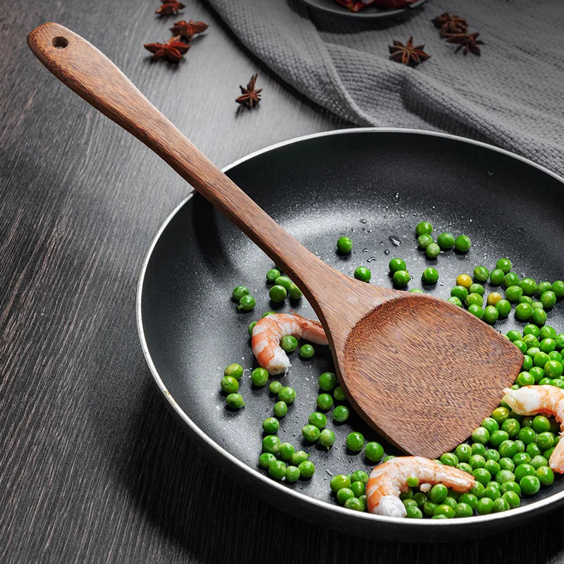 Utensils Non-Stick Cookware Wooden Handle Soup Spoon Spatula
