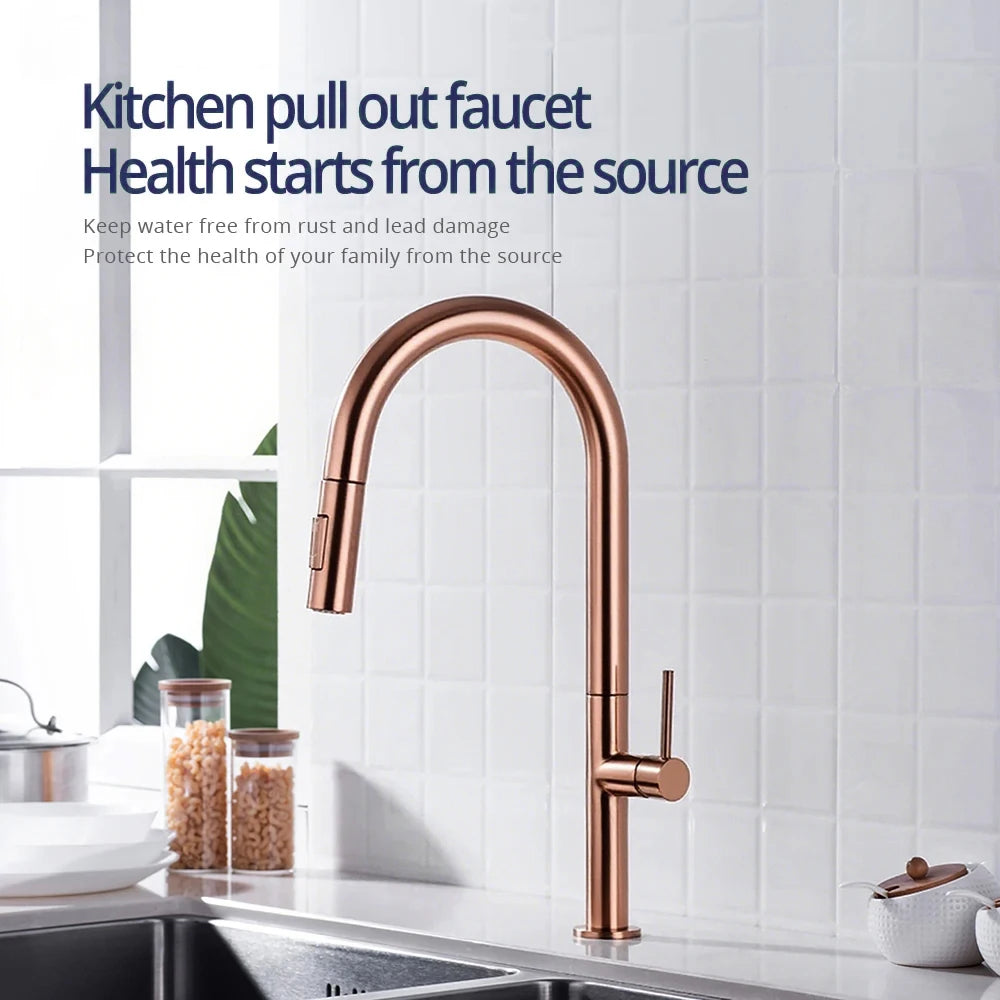 Brushed Rose Gold Faucet Pull Down Sprayer Handle