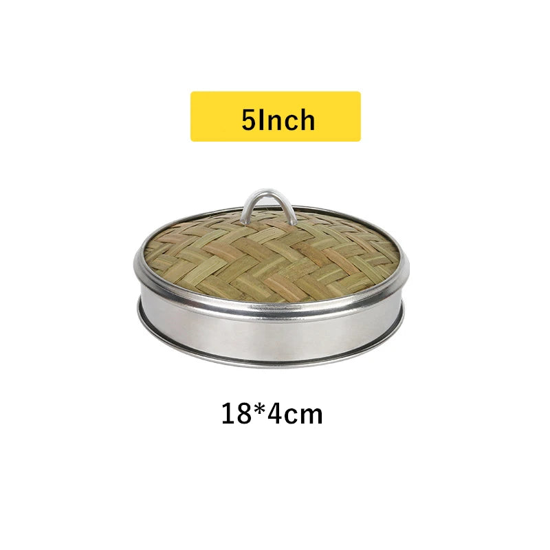 Reusable Round Bamboo Steamer Cover Dumplings Steaming Grid