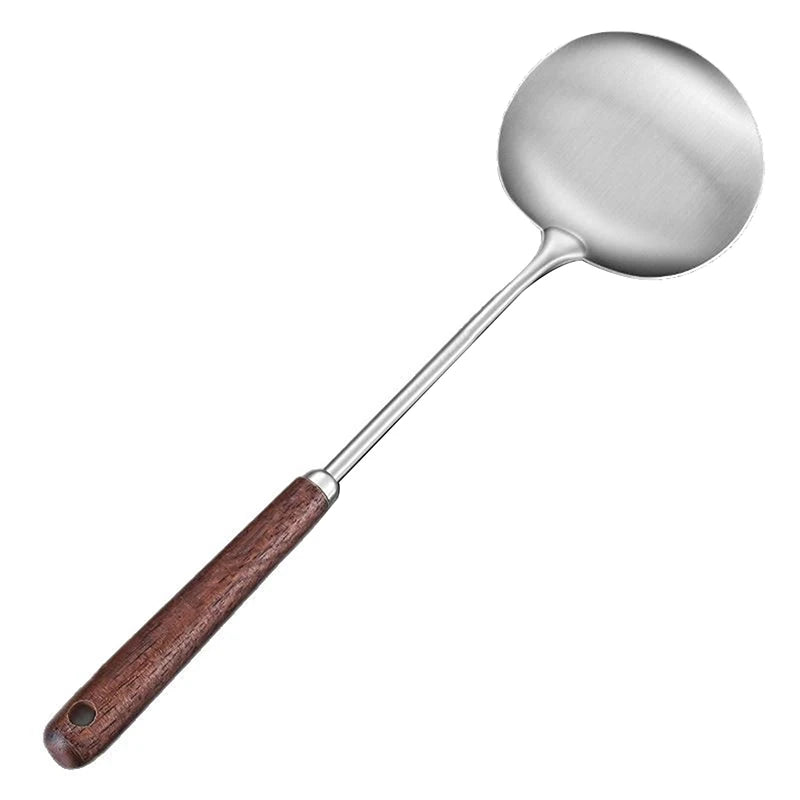 Stainless Steel Wok Spatula Chef-Specific Cooking Spoon Wooden