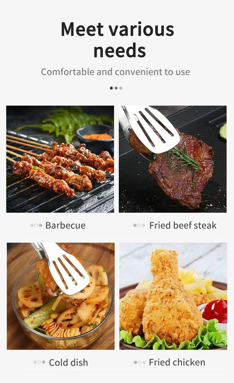 304 Stainless Steel Food Tongs Bbq Non Slip