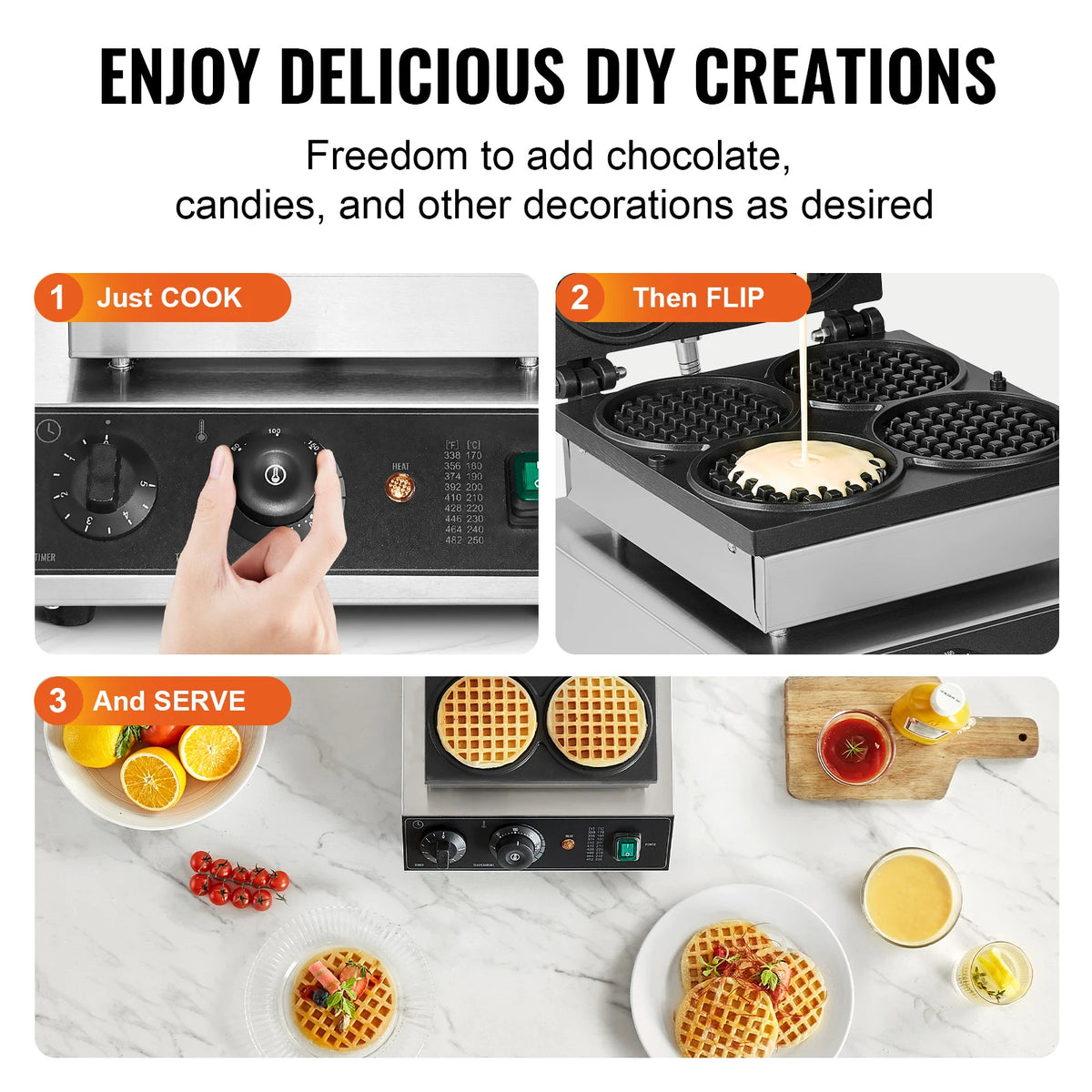 Succebuy Commercial Waffle Maker Round Waffle Baker Machine