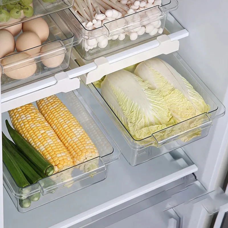 Sliding Drawer Refrigerator Food Storage Box Plastic Fridge
