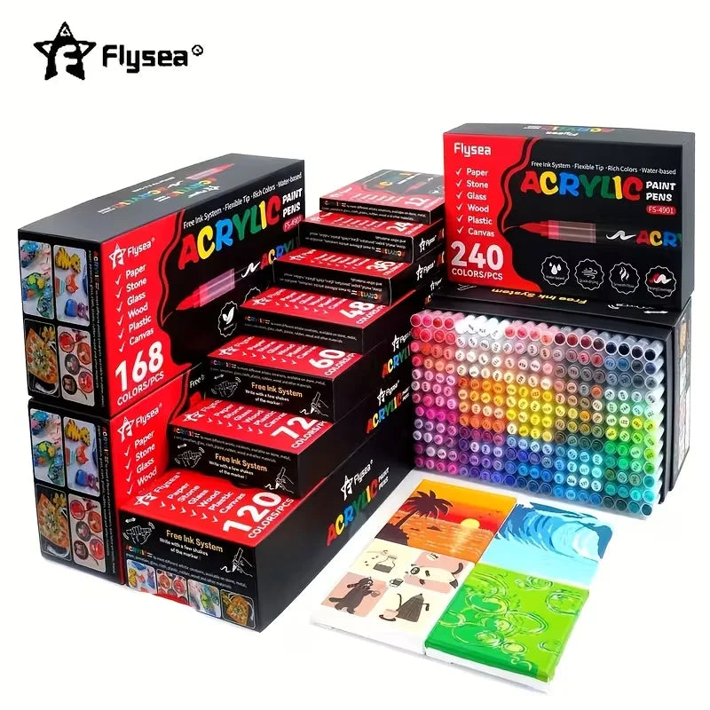 Flysea Acrylic Paint Pens 12-288 Colors Acrylic Paint
