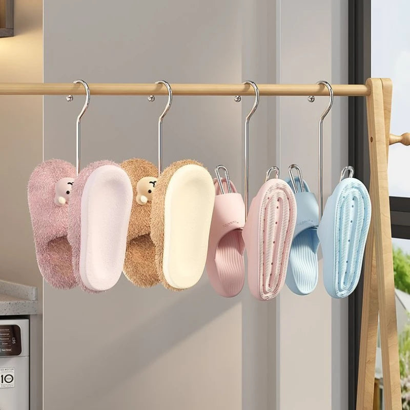 4pcs Stainless Steel U-Shaped Shoe Rack Windproof No-Drill
