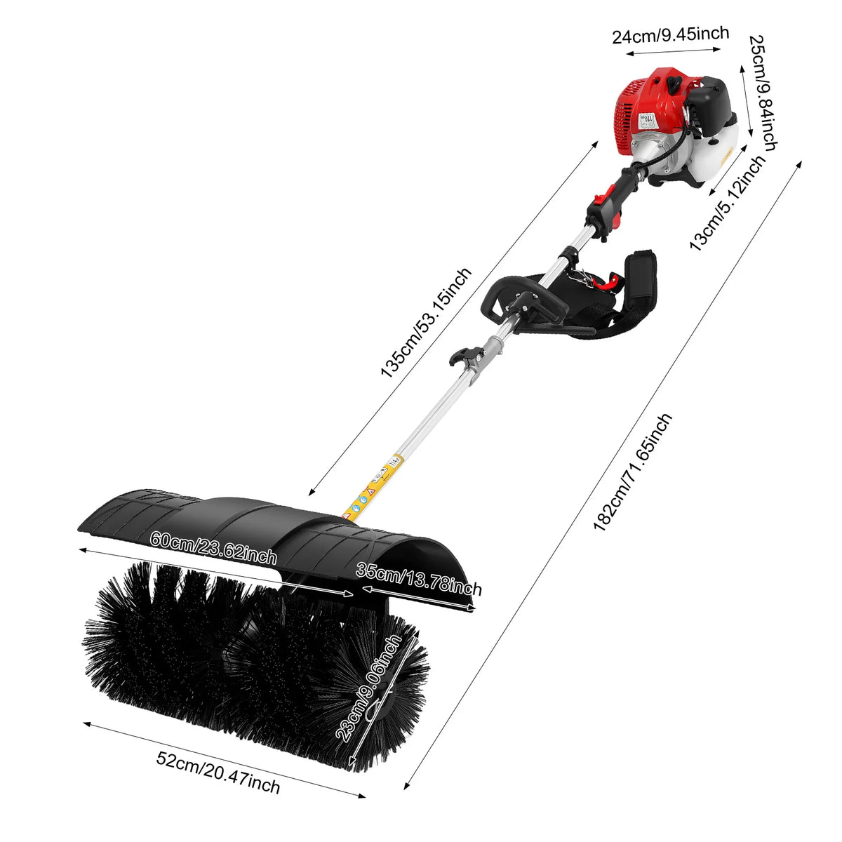 3hp 52cc Gas Powered Walk Behind Sweeper Multi