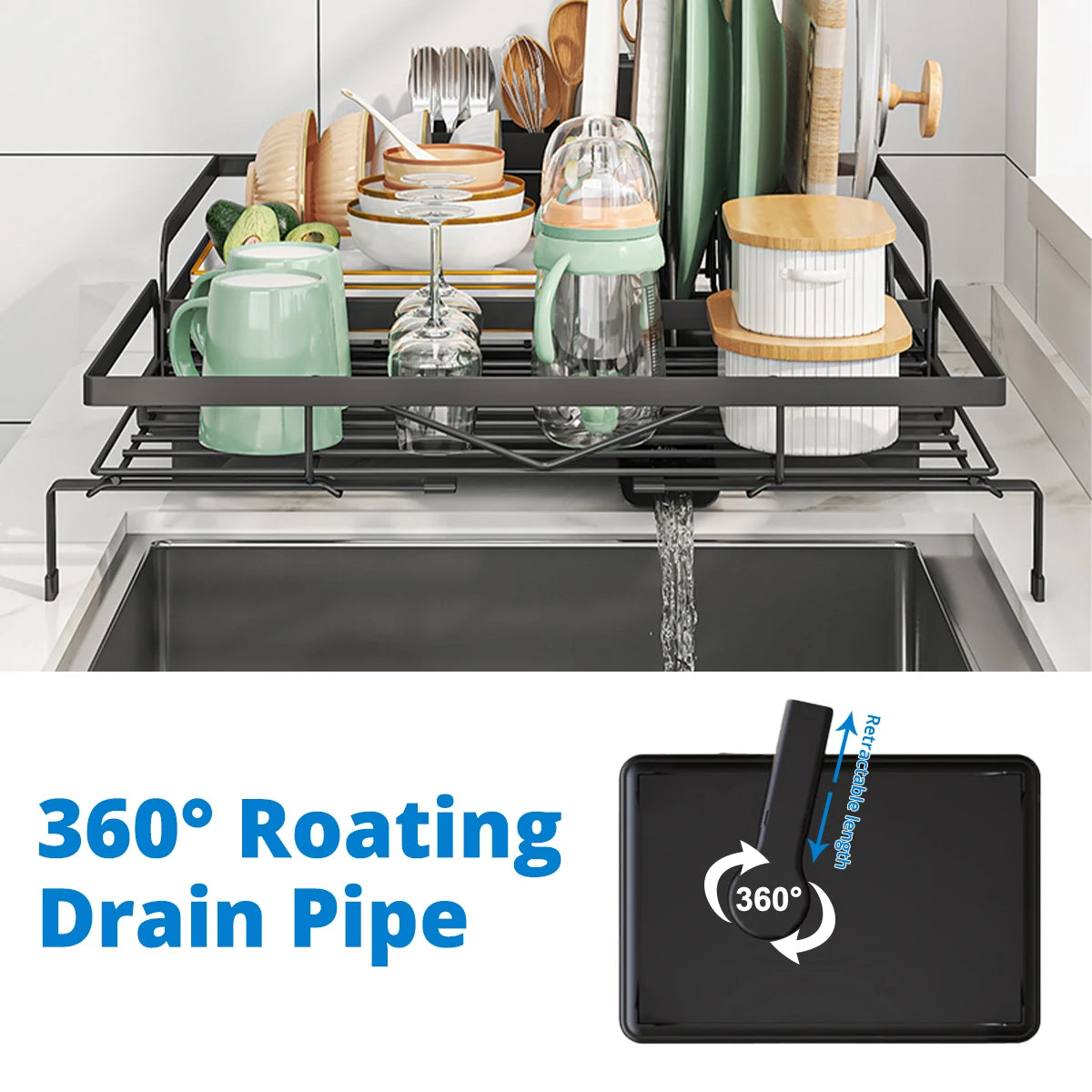Dish Drainer Rack Expandable Dish Drying Rack Cutlery