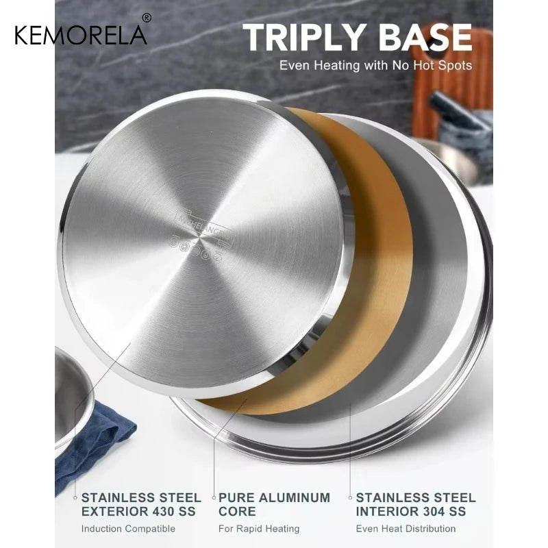 Kemorela 316 Stainless Steel Frying Pan Cooking Pans