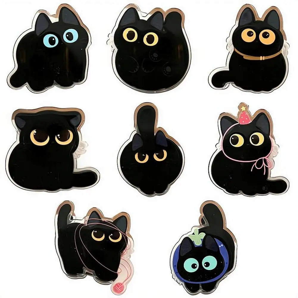 8pcs Cute Black Cat Bag Clips Food Storage