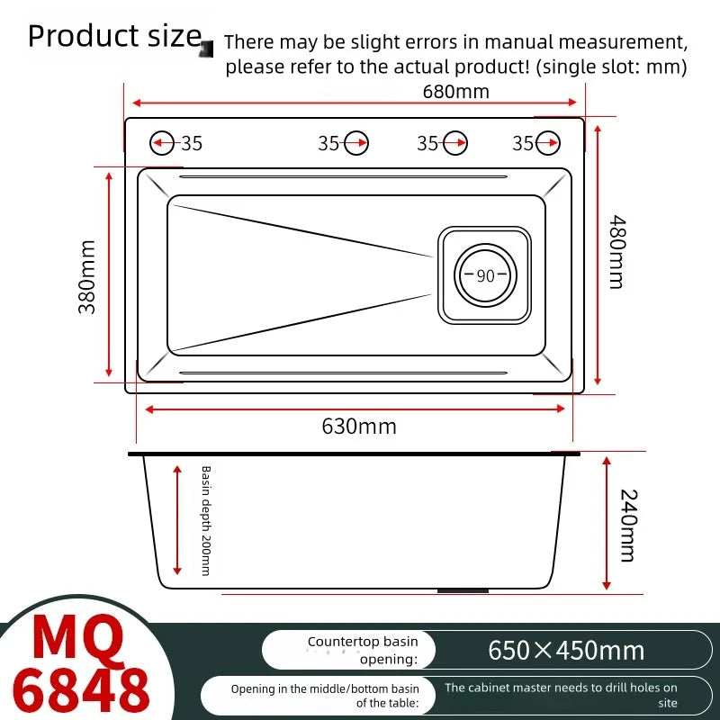 316l Stainless Steel Sink Durable Large Slot Wash