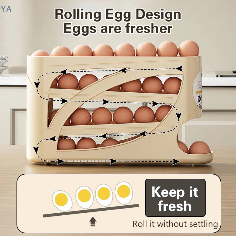 Ya Layers Automatic Rolling Egg Holder Rack Fridge