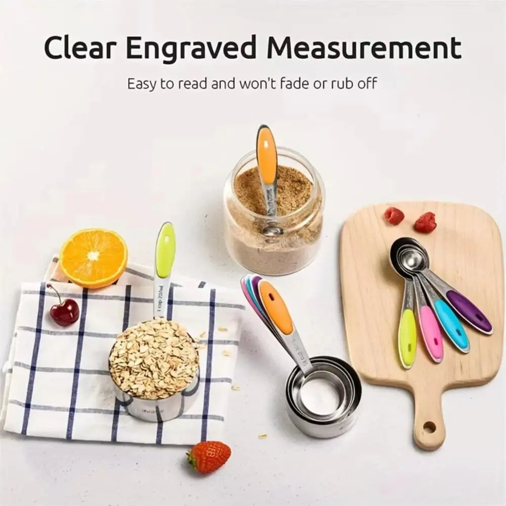 8/13pcs Stainless Steel Measuring Spoons Long Handle Stackable