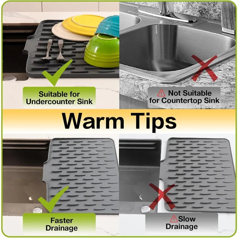 Silicone Sink Drain Mat Drying Mat Non-Slip Tableware