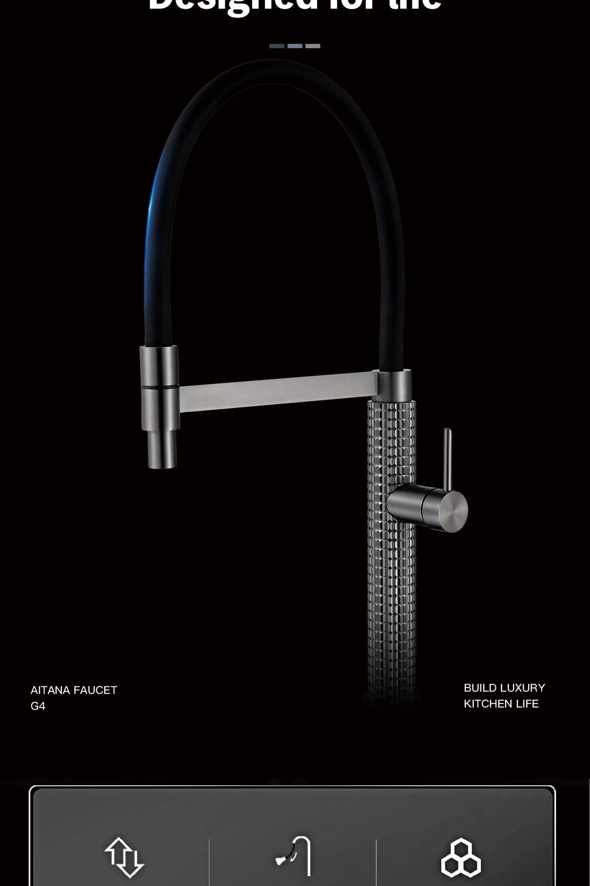 Aitana Gun Gray Luxury Brass Faucet Handle Cold