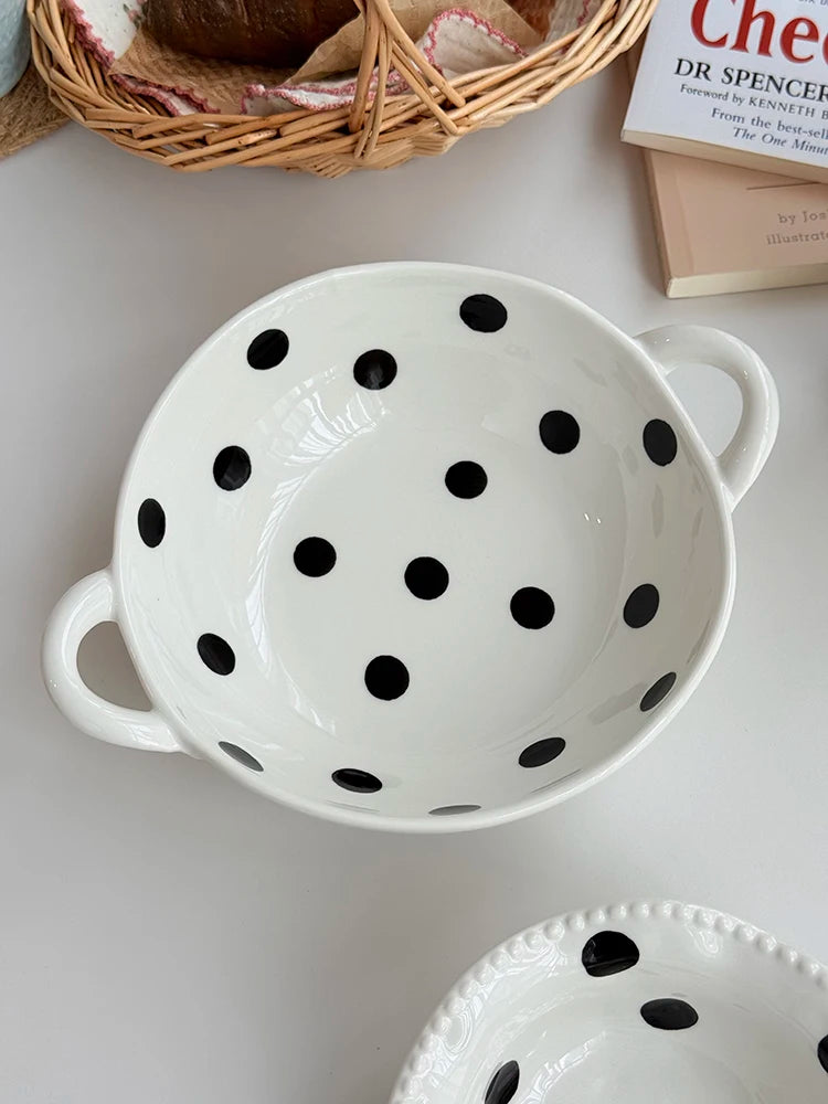 Hebden Style Creative Irregular Ceramic Diningware Black White