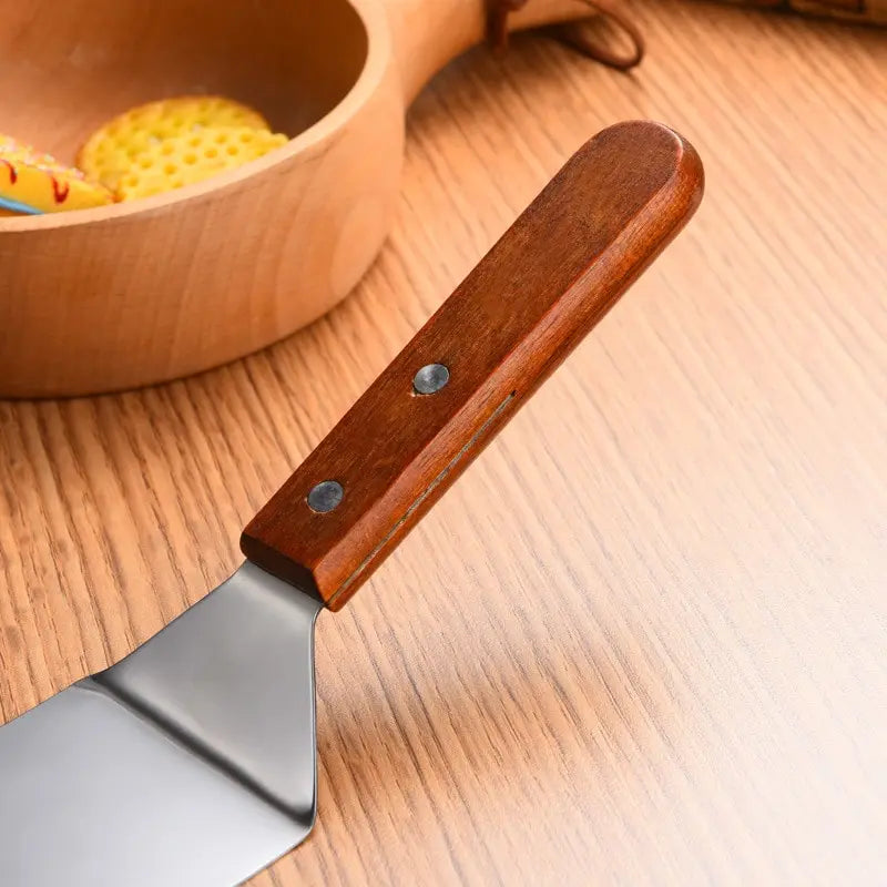 1pc Stainless Steel Wooden Handle Frying Shovel Cooking