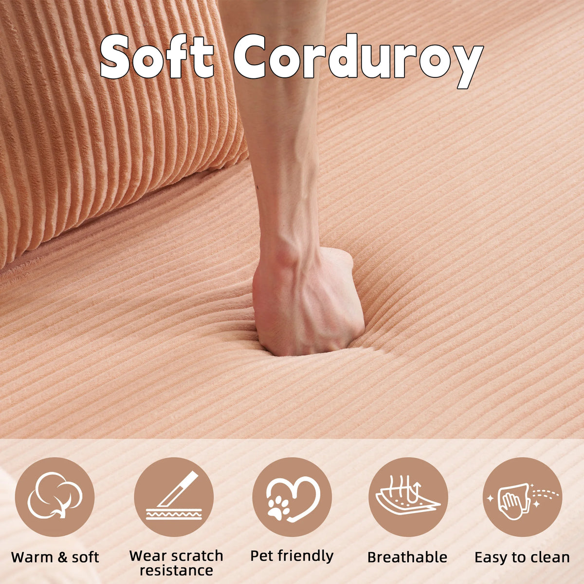 Corduroy Convertible Sofa Bed 2-In-1 Floor Sofa &