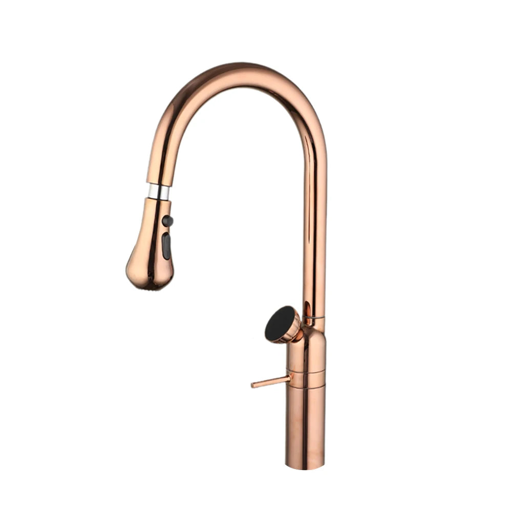 Jieni Rose Gold Faucet 360 Swivel 3-Way Brass
