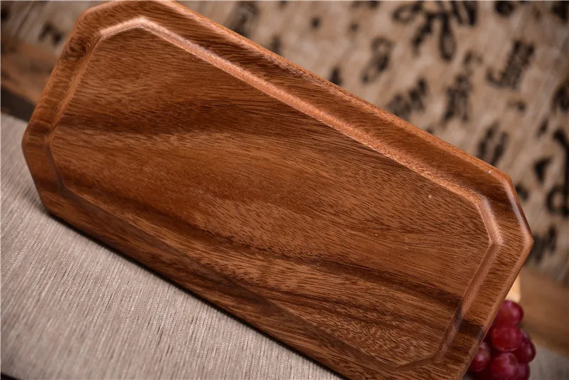 Natural Acacia Wood Serving Trays Octagonal & Rectangular
