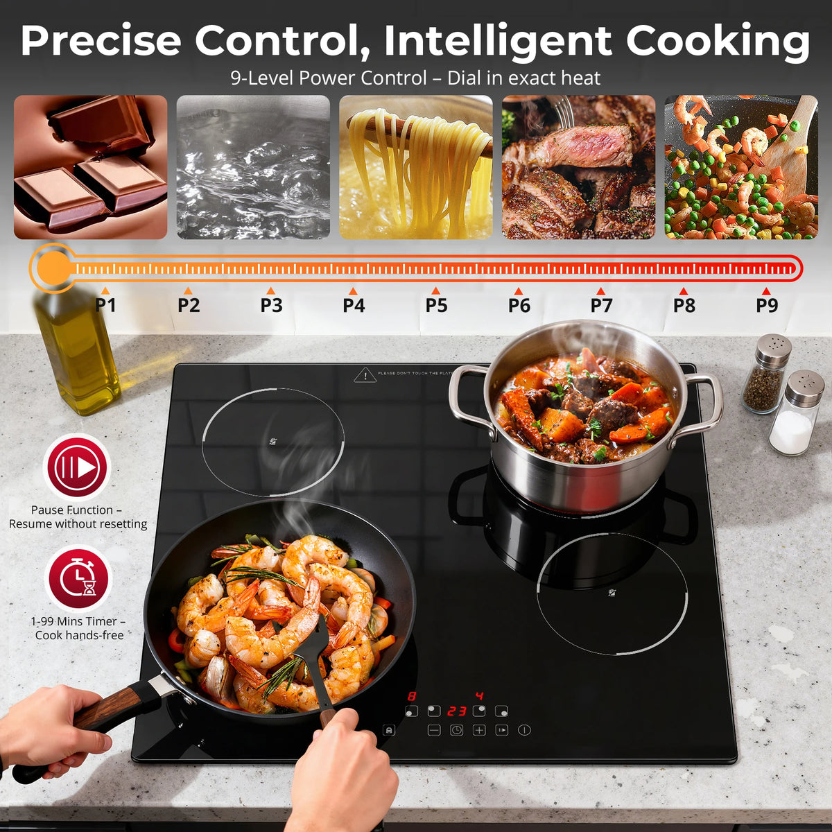6000w Built-In Ceramic Hob Zone Induction Cooktop Touch