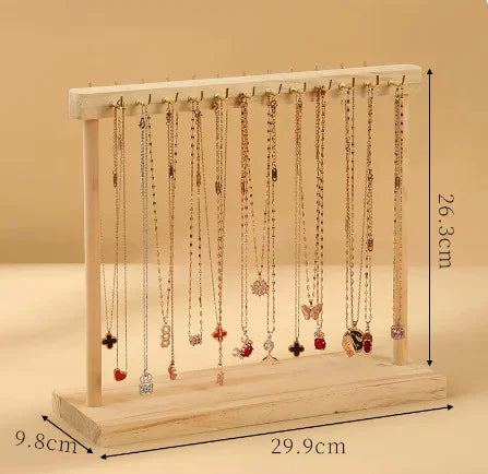 Jewelry Organizer Display Stand Wood Necklace Hanging Countertop