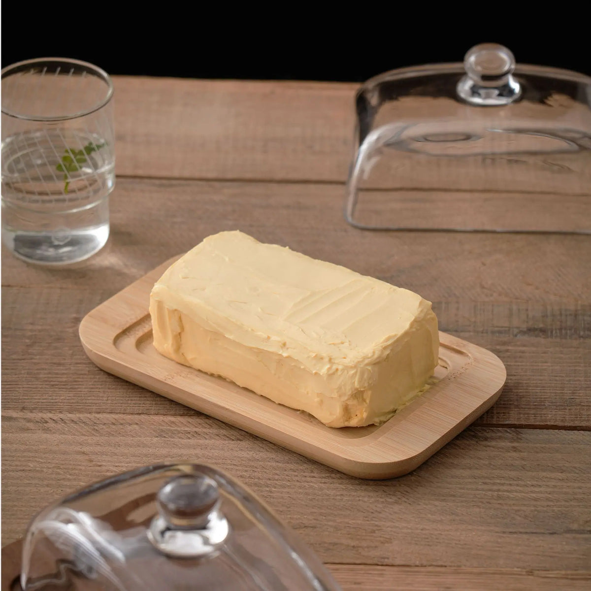 Bread Box Glass Lid Butter Dish Cheese Storage