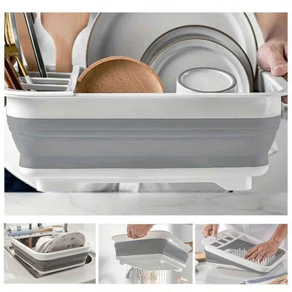 Collapsible Dish Drying Rack Utensil Holder Rv Camping