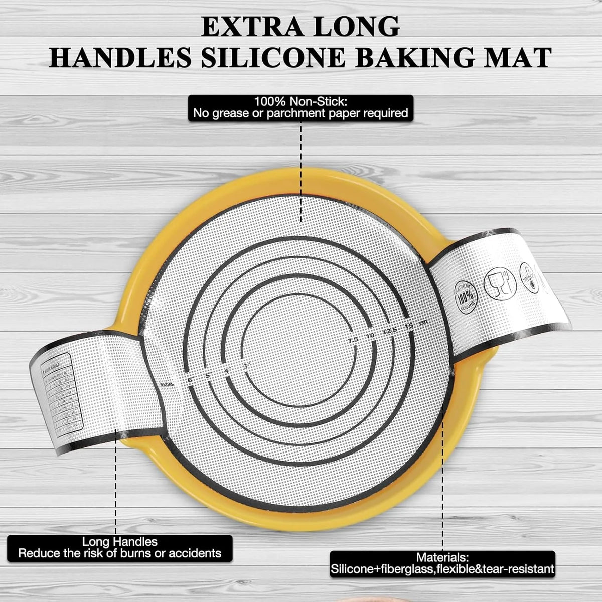 Silicone Baking Mat Long Handles Kneading Pad Dough