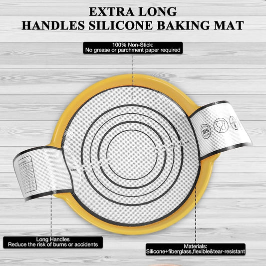 Silicone Baking Mat Long Handles Kneading Pad Dough