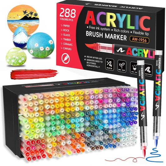 12-408 Colors Acrylic Paint Markers Flexible Brush Acrylic