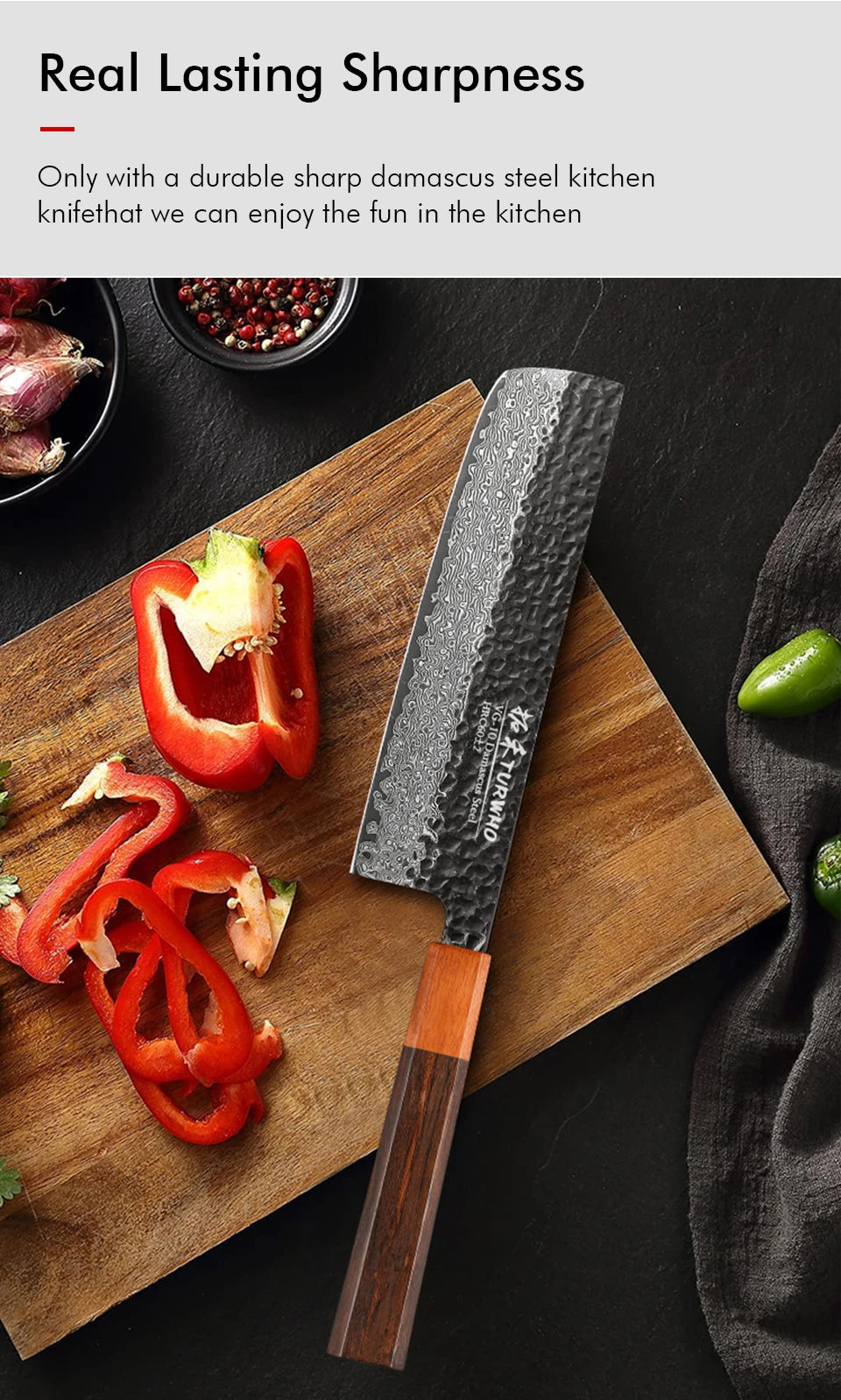 Turwho Inch Hand Forged Nakiri Knife Japanese Damascus