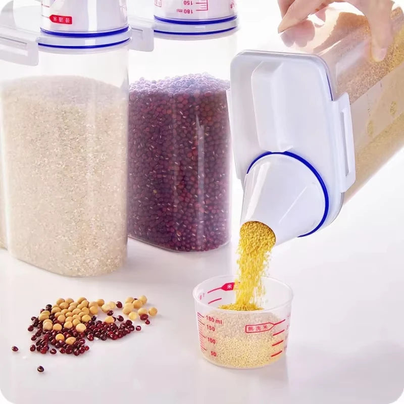 Sales 1pc Rice Grains Food Storage Canister Measuring