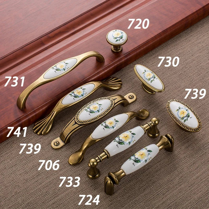 Ym Green Flower Ceramic Handles Cabinet Storage Dressers