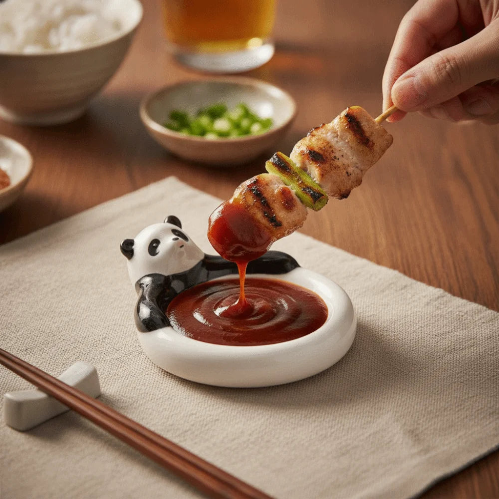 Tableware Ceramic Cartoon Animal Dipping Dishes Round White