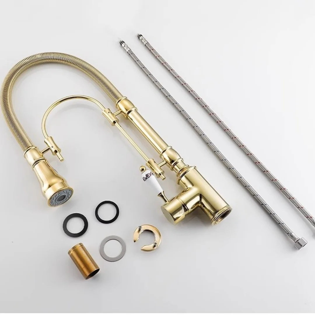 Gold Pull Down Faucet Brass Cold Sink Faucet