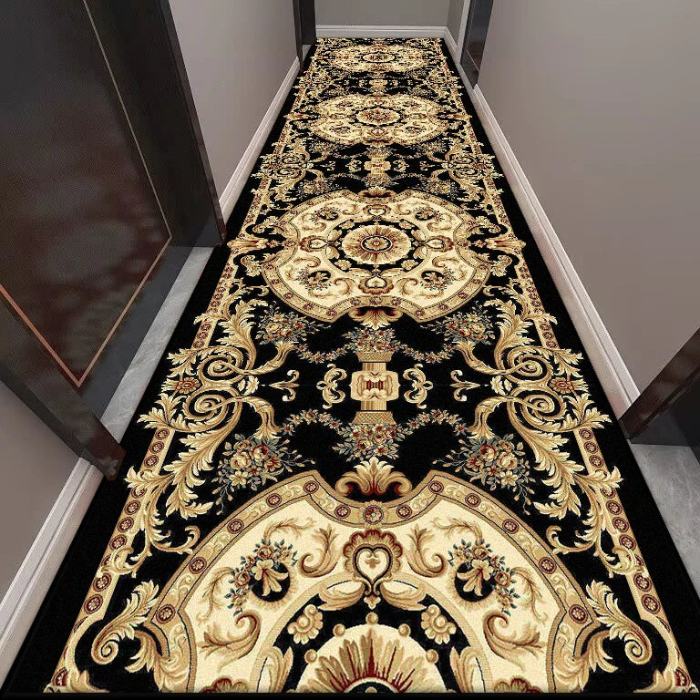 Golden Long Corridor Carpet Luxury European Decoration Hallway