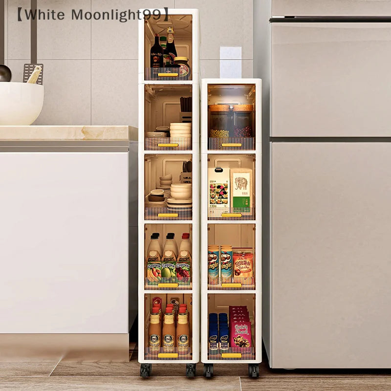 White Foldable Storage Cabinet Bathroom Organizer Slim Cabinet