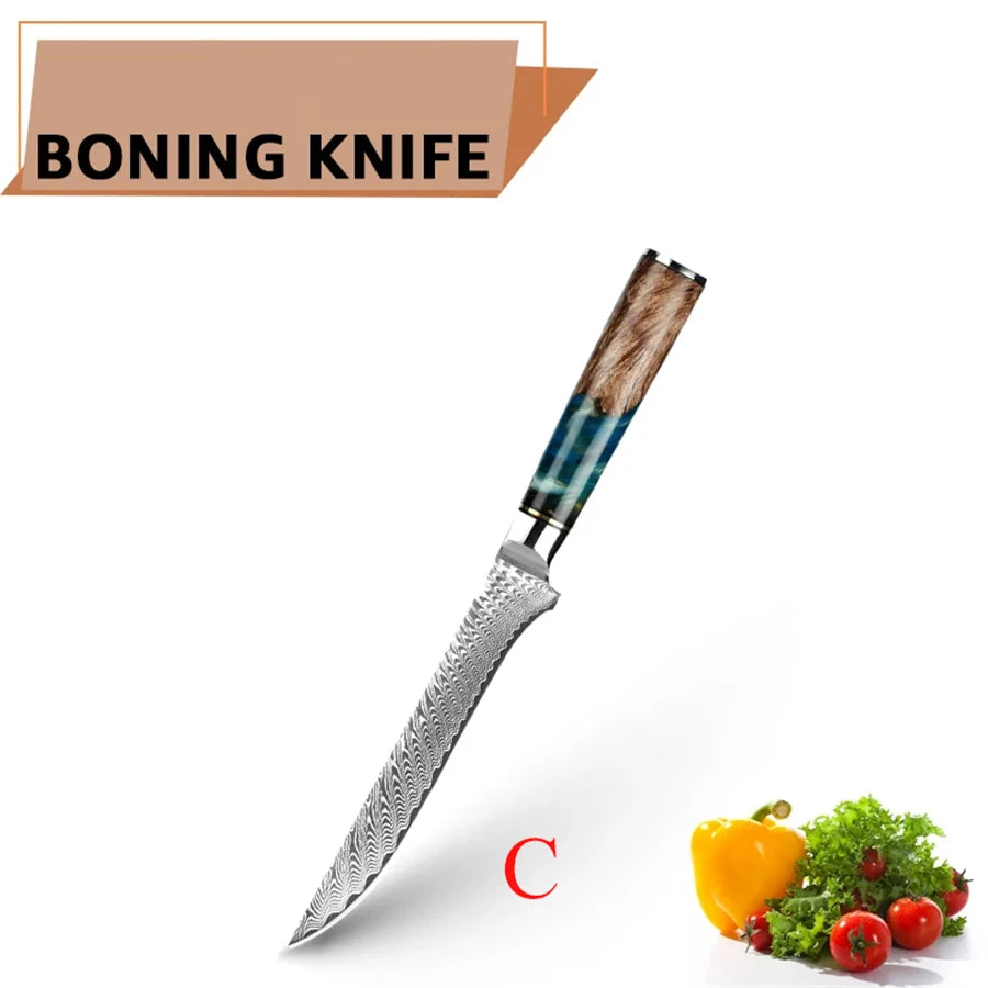 1pc Knife Damascus Steel Slicing Knife Meat Cleaver