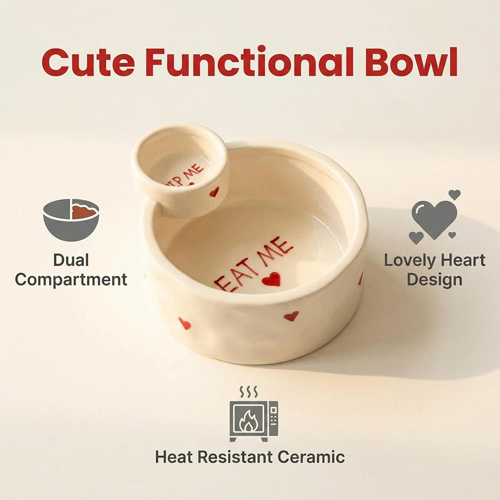 Ceramic Double Grid Dipping Sauce Bowl Creative French