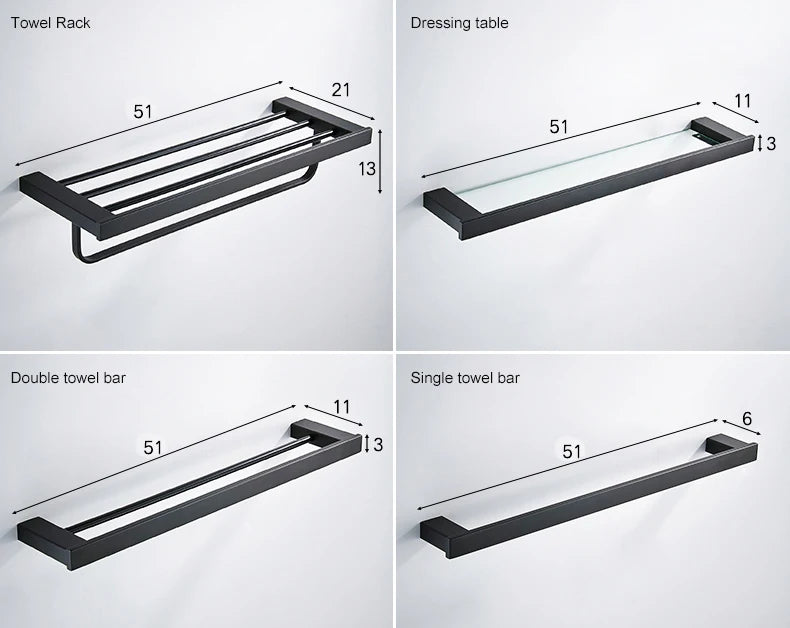 Matte Black Hook Towel Rack 304 Stainless Steel
