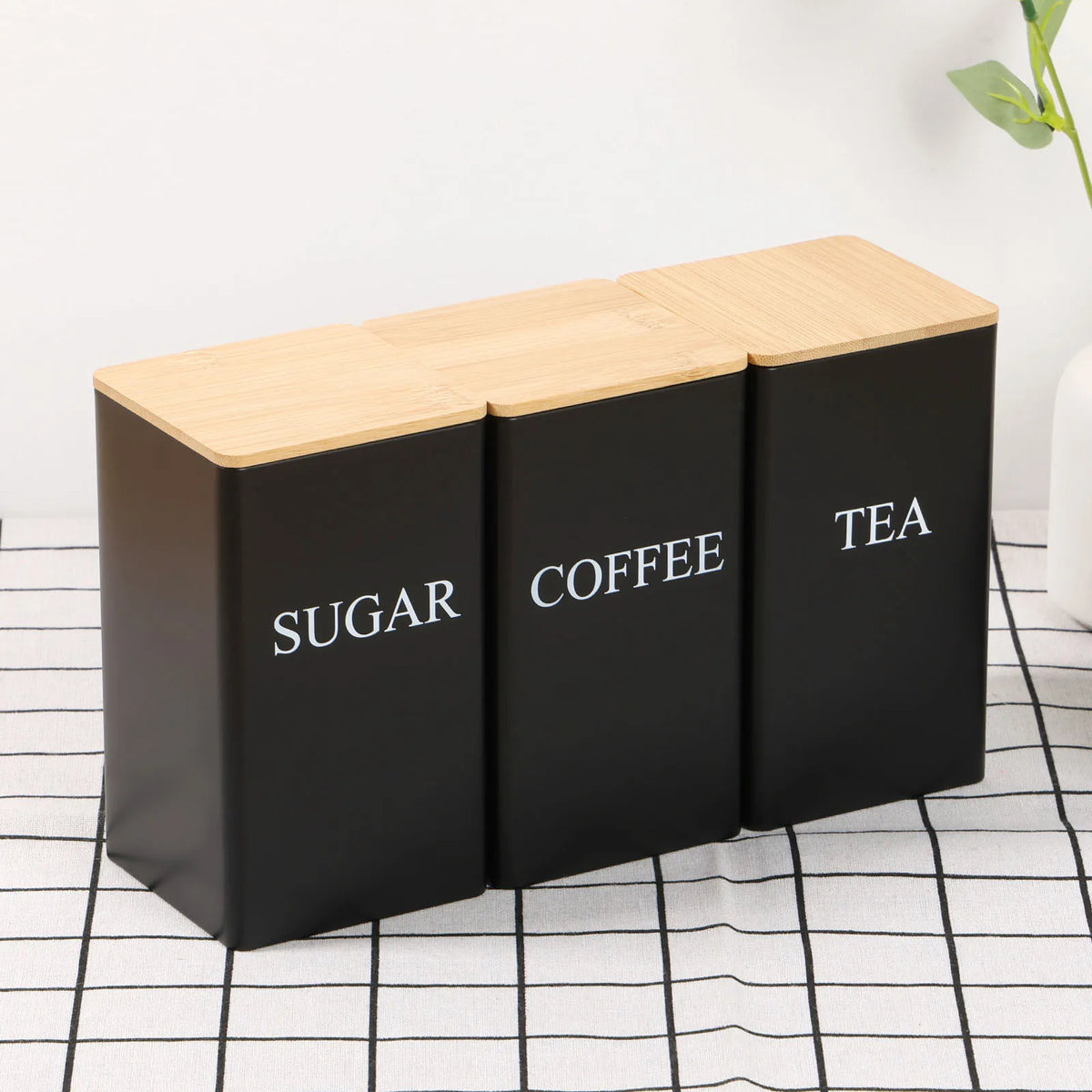 3pcs Coffee Bean Tea Sugar Jars Vacuum Sealed