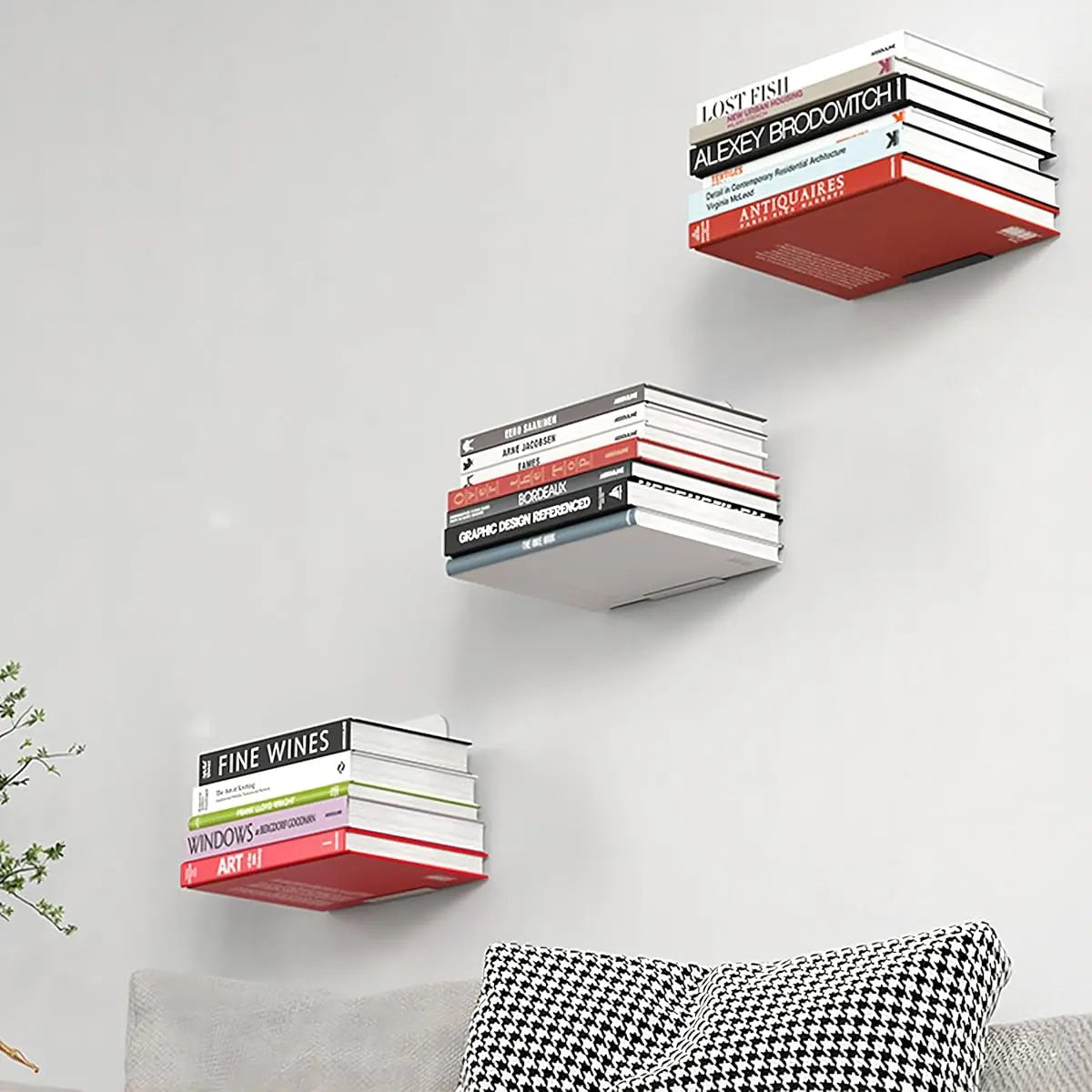 2pcs Invisible Floating Bookshelf Hidden Bookshelf Wall-Mounted