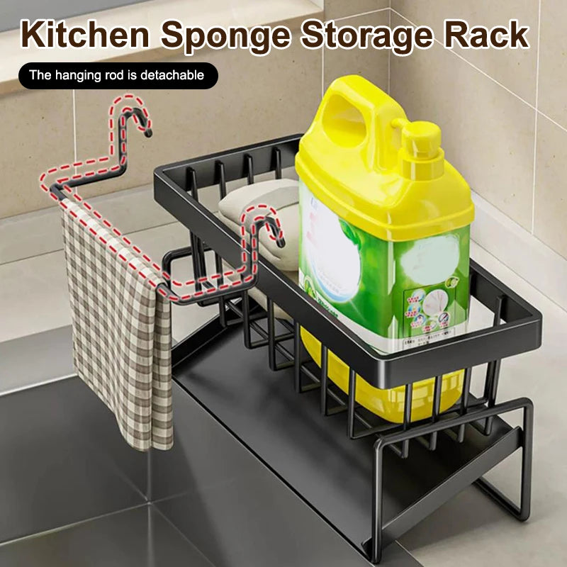 1pc Sponge Drainer Rack Stainless Organizer Bathroom Sink