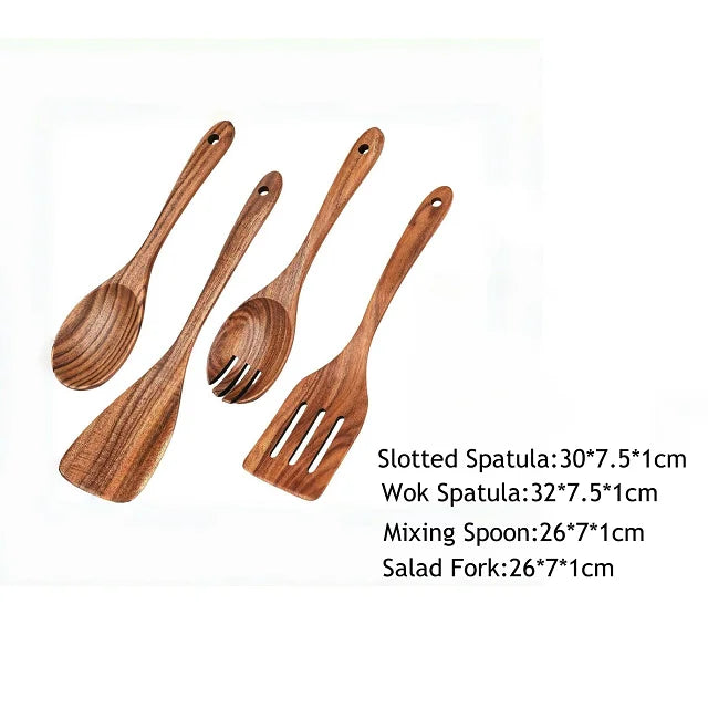 Wooden Utensils Sets Acacia Wood Long Handle Spatula