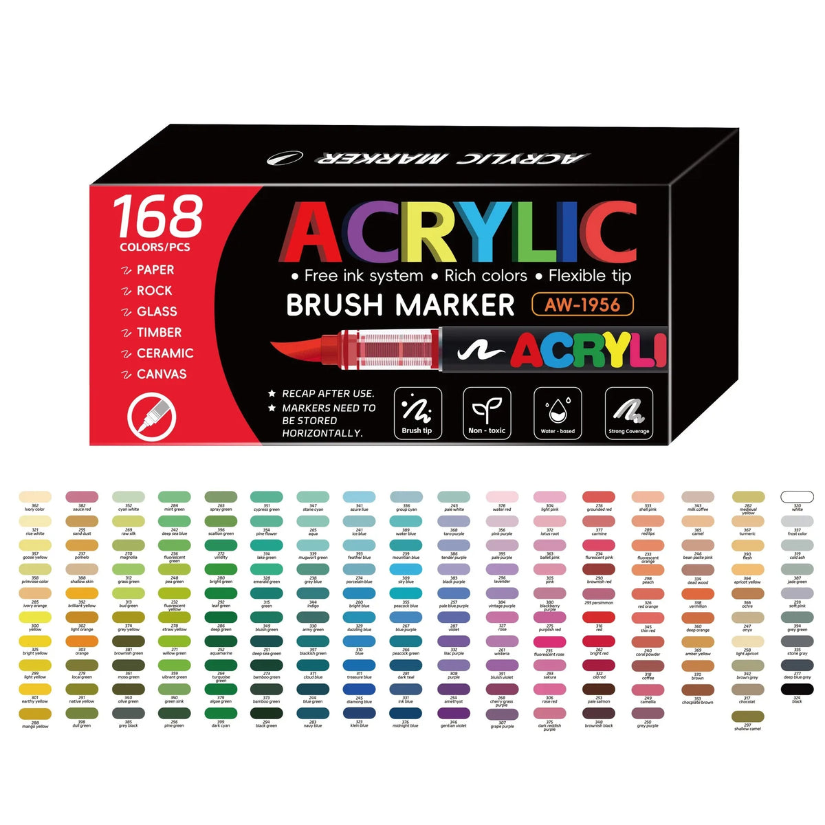 12/168/288 Colors Acrylic Paint Pen Marker Brush Tip