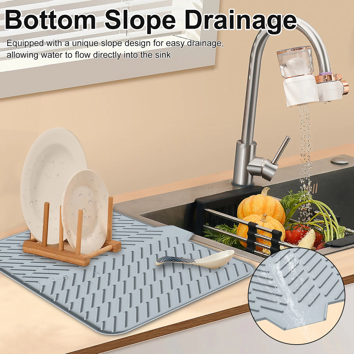 Dish Drying Mat Ultra Absorbent Silicone Drying Mats