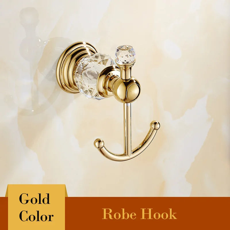 Shower Shelf Toilet Paper Holder Golden Crystal Wall