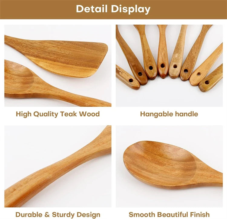 Wooden Utensil Natural Acacia Wood Cooking Utensils Durable
