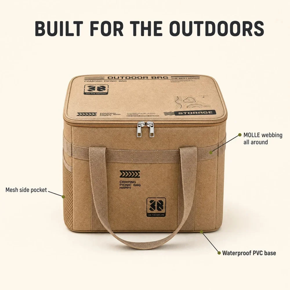 30l Camping Cookware Storage Bag Waterproof Outdoor Organizer
