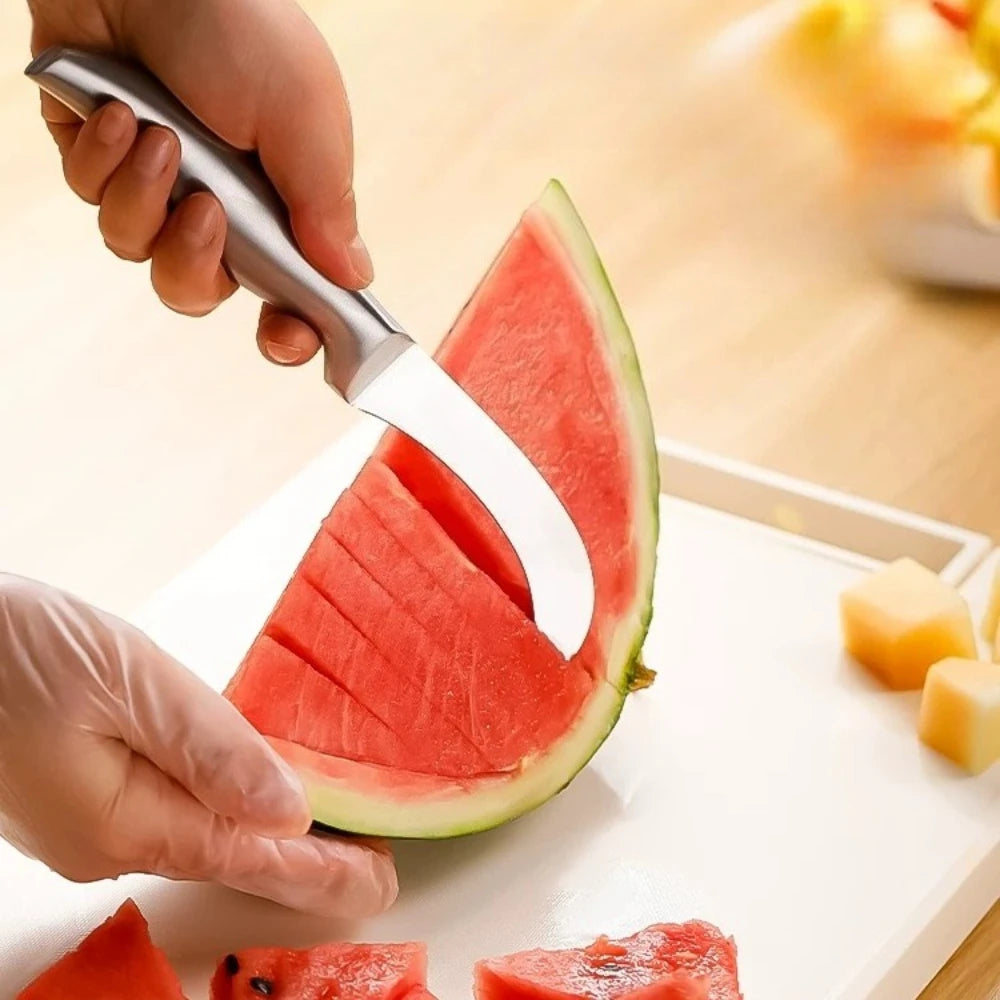 Watermelon Slicer Cut Pieces Stainless Steel Wooden-Handled Knife